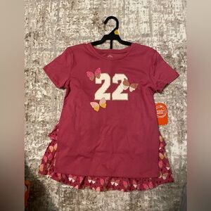 Wonder Nation Kids Pink Butterfly Top and Tiered Skort Matching Set size 10-NWT